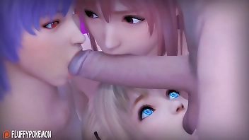 Marie, Honoka, Ayane Suck Cock