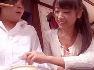 Lesbian Couple Intimately Savoring Sweet Treat with Chopsticks in Trip to Nippon